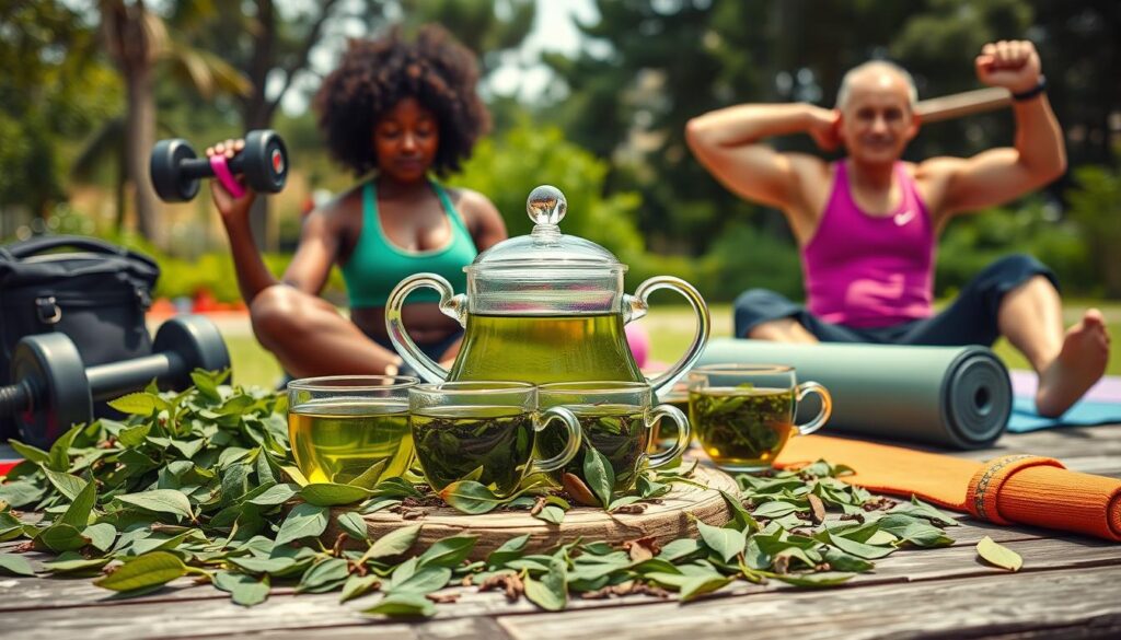 chá verde e exercícios físicos